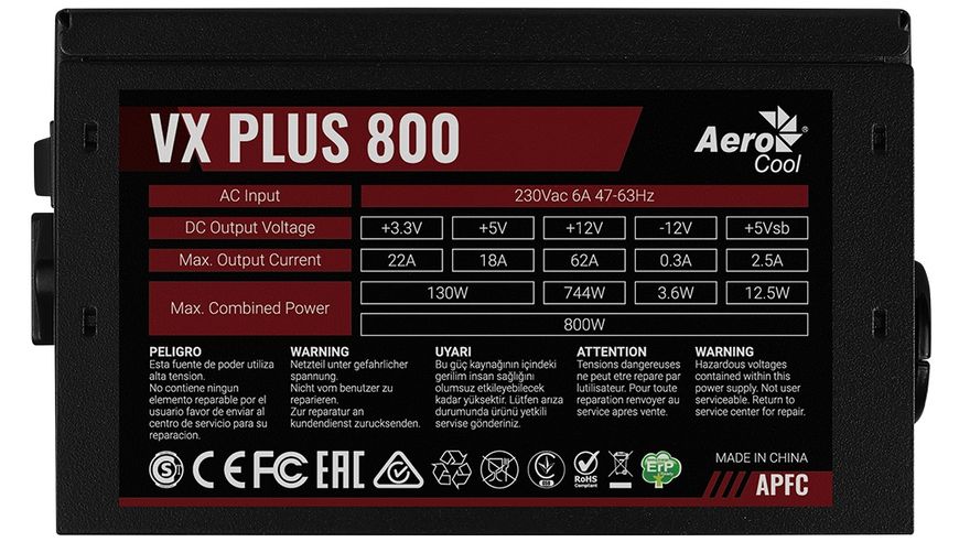 Блок живлення AeroCool VX Plus 800 (ACPN-VS80AEY.11) 800W 432371 фото