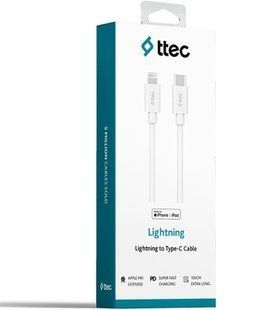 Кабель Ttec USB Type-C - Lightning (M/M), 1.5 м, White (2DKM04B) 333531 фото