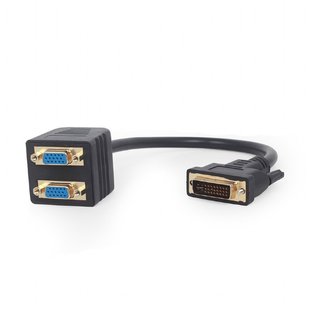 Розгалужувач Cablexpert DVI - 2хVGA (M/F), 0.3 м, Black (A-DVI-2VGA-01) 236036 фото