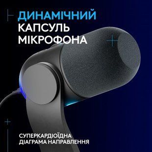 Мiкрофон Logitech Yeti GX Dynamic RGB Gaming Mic with Lightsync Black (988-000569) 491026 фото