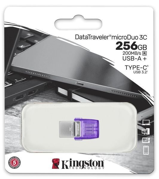 Флеш-накопичувач USB3.2 256GB Type-C Kingston DataTraveler microDuo 3C (DTDUO3CG3/256GB) 409982 фото