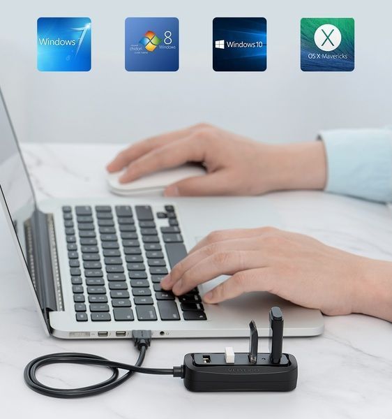 Концентратор Vention USB Hub 4-Port 2.0 Black, 0.15 m (VAS-J43) 290621 фото