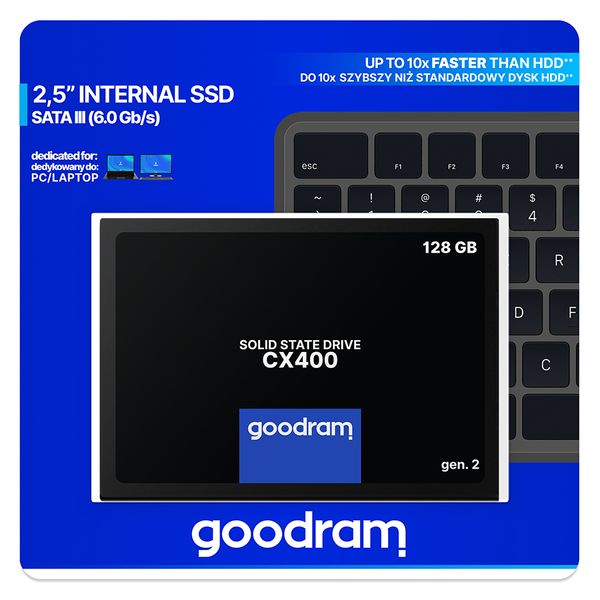 Накопичувач SSD 128GB Goodram CX400 Gen.2 2.5" SATAIII 3D TLC (SSDPR-CX400-128-G2) 328653 фото