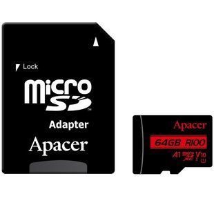Карта пам`ятi MicroSDHC 64GB UHS-I Class 10 Apacer + SD adapter (AP64GMCSX10UB-R) 519276 фото