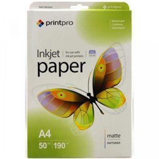 Фотопапiр PrintPro матовий 190г/м2 A4 50арк. (PME190050A4) 355678 фото