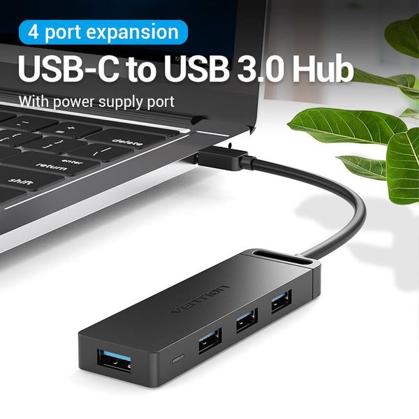 Концентратор Vention 4-Port з micro USB живленням 0.15M Black (TGKBB) 484148 фото