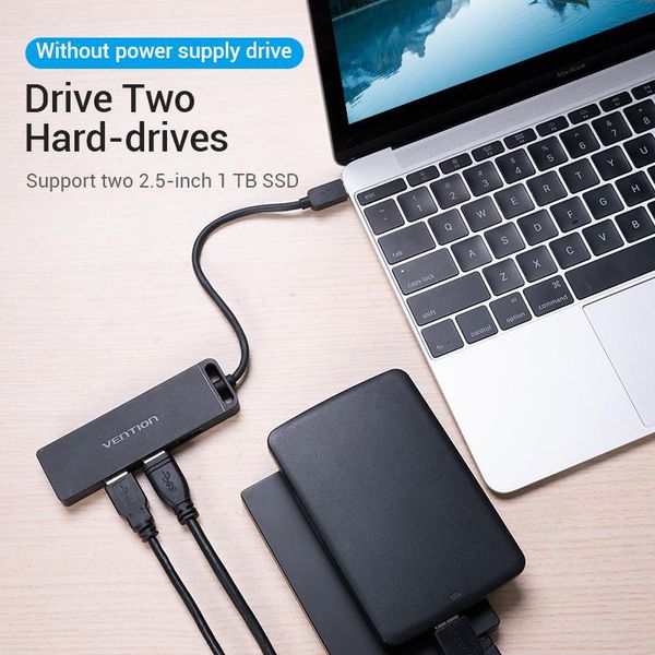 Концентратор Vention 4-Port з micro USB живленням 0.15M Black (TGKBB) 484148 фото