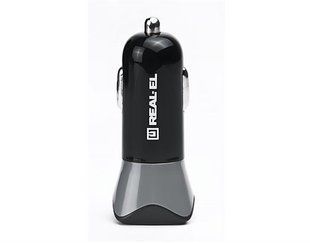Автомобільний зарядний пристрій REAL-EL CA-30 QC3.0 (1USBx3A) Black/Grey 445126 фото