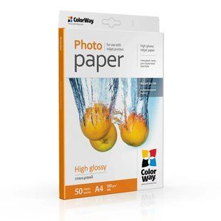 Фотопапір ColorWay глянцевий 180г/м2 A4 50 арк. (PG180050A4) 60365 фото
