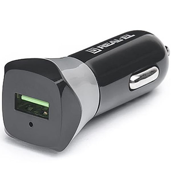 Автомобільний зарядний пристрій REAL-EL CA-30 QC3.0 (1USBx3A) Black/Grey 445126 фото