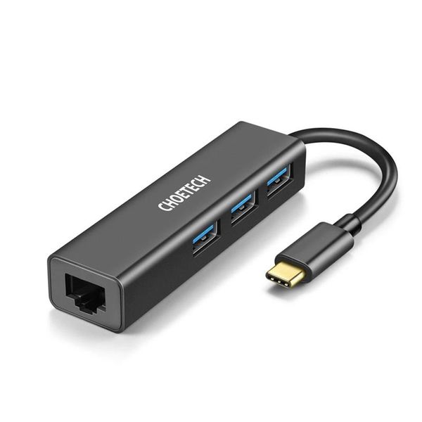 Мережевий адаптер Choetech HUB-U02 4-In-1 USB-C to RJ45 435404 фото