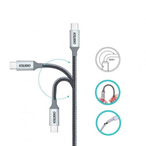 Кабель Choetech USB Type-C - USB Type-C (M/M), 1.8 м, Grey (XCC-1002) 387279 фото