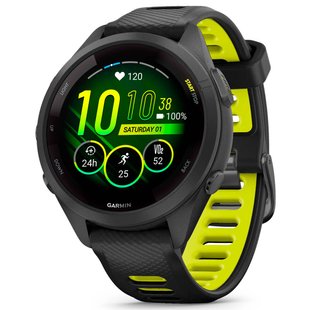 Смарт-годинник Garmin Forerunner 265S Black Bezel and Case with Black/Amp Yellow Silicone Band (010-02810-53) 460482 фото