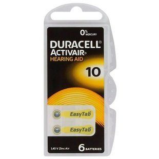 Батарейка Duracell Activair 10 BL 6 шт (для слухових апаратів) 508083 фото