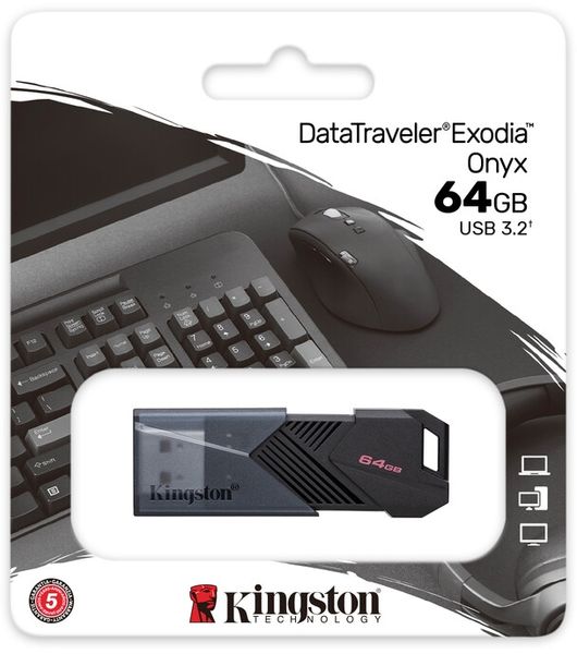 Флеш-накопичувач USB3.2 64GB Kingston DataTraveler Exodia Onyx (DTXON/64GB) 451830 фото