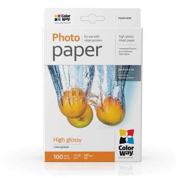 Фотопапір ColorWay глянцевий 200г/м2 13x18см 100 арк. (PG2001005R) 45771 фото