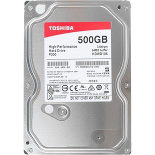 Накопичувач HDD SATA 500GB Toshiba P300 7200rpm 64MB (HDWD105UZSVA) 107907 фото