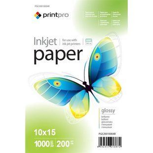 Фотопапір PrintPro глянцевий 200г/м2 10x15см 1000арк (PGE20010004R) 128686 фото
