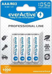 Акумулятор everActive AAA/HR03 Ni-MH 1050mAh BL 4шт 291222 фото