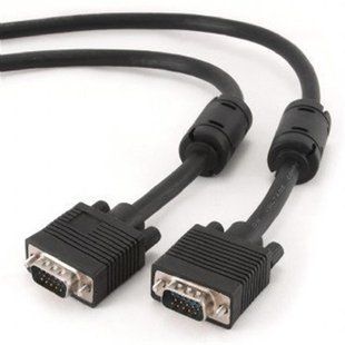 Кабель Cablexpert VGA - VGA (M/M), HD15, з 2-ма фер. кільцями, чорний, 5 м (CC-PPVGA-5M-B) пакет 58006 фото