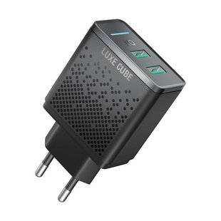 Зарядний пристрій Luxe Cube 2USB 2.4А Smart Black (8889998898996) 340248 фото