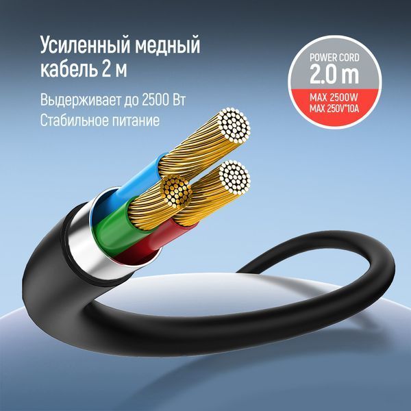 Фільтр живлення ColorWay CW-CHE25PDB 45W 2 розетки, 1xUSB-A 2xUSB-C, 2 м, синій 606588 фото