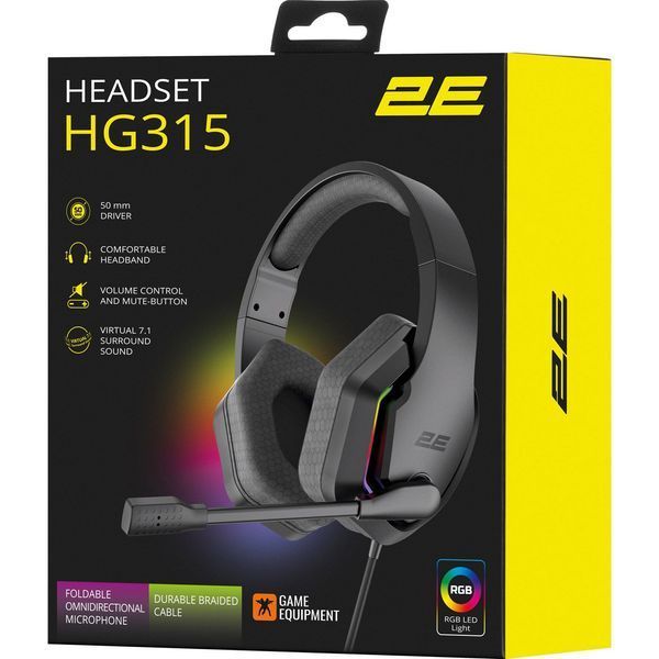 Гарнітура 2E Gaming HG315 RGB USB 7.1 Black (2E-HG315BK-7.1) 479678 фото