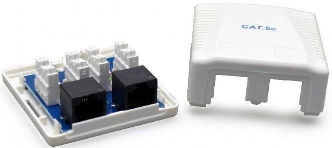 Розетка Cablexpert (NCAC-2U5E-01) 2хRJ-45, Cat5Е, зовнішня, біла 203379 фото