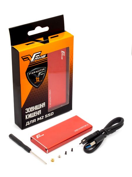 Зовнішня кишеня Frime M.2 NGFF SATA, USB 3.0, Metal, Red (FHE203.M2U30) 482264 фото