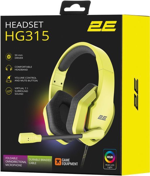 Гарнітура 2E Gaming HG315 RGB USB 7.1 Yellow (2E-HG315YW-7.1) 479683 фото