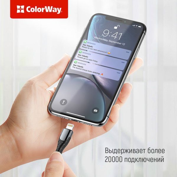 Кабель ColorWay USB-C - Lightning (M/M), PD Fast Charging, 3 А, 1 м, Grey (CW-CBPDCL033-GR) 342640 фото