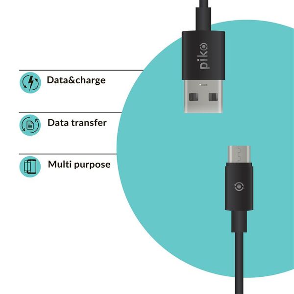 Кабель Piko CB-UM12 USB - micro USB (M/M), 2 м, Black (1283126493881) 329907 фото