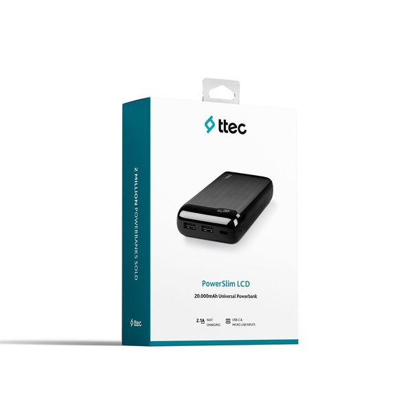 Універсальна мобільна батарея Ttec 20000mAh PowerSlim Black (2BB184S) 373370 фото