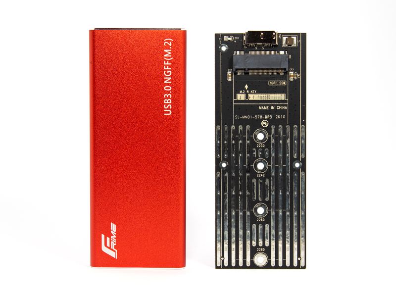 Зовнішня кишеня Frime M.2 NGFF SATA, USB 3.0, Metal, Red (FHE203.M2U30) 482264 фото