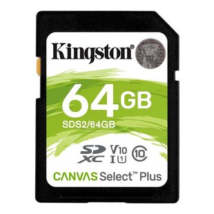 Карта пам`яті SDXC 64GB UHS-I Class 10 Kingston Canvas Select Plus R100MB/s (SDS2/64GB) 277335 фото