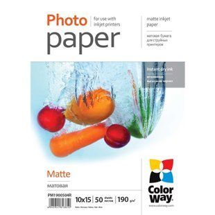 Фотопапір ColorWay матовий 190г/м2 10x15см 50 арк. (PM1900504R) 52473 фото