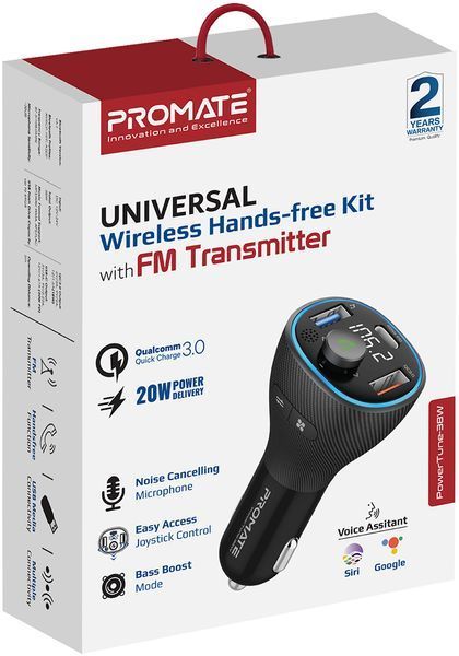 FM-трансмітер Promate PowerTune-38w Black 558069 фото