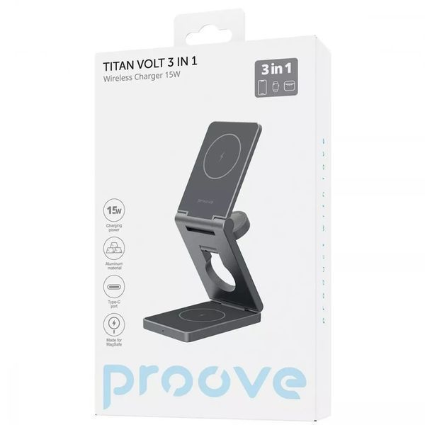 Бездротовий зарядний пристрій Proove Titan Volt 3in1 Gray (WSTV15000003) 538202 фото