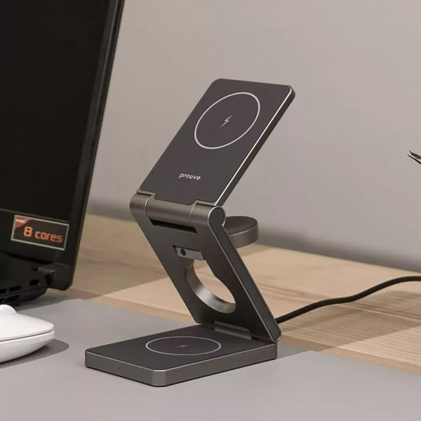 Бездротовий зарядний пристрій Proove Titan Volt 3in1 Gray (WSTV15000003) 538202 фото