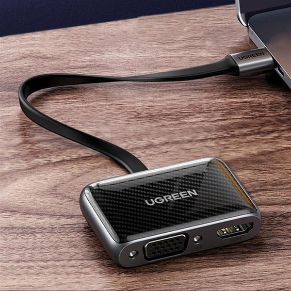 Адаптер Ugreen CM303 HDMI+VGA - USB Type-C (F/M), Black (70549) 466584 фото