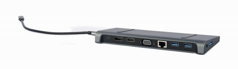 Док-станція Cablexpert USB-C 9-в-1 (A-CM-COMBO9-02) USB-хаб + HDMI/VGA/PD/LAN/3.5-мм аудіо 445185 фото