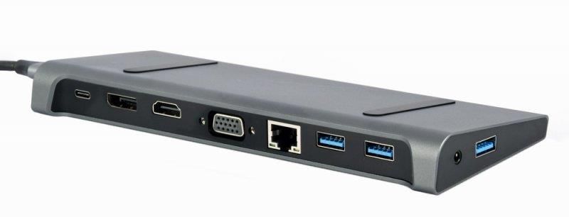 Док-станція Cablexpert USB-C 9-в-1 (A-CM-COMBO9-02) USB-хаб + HDMI/VGA/PD/LAN/3.5-мм аудіо 445185 фото